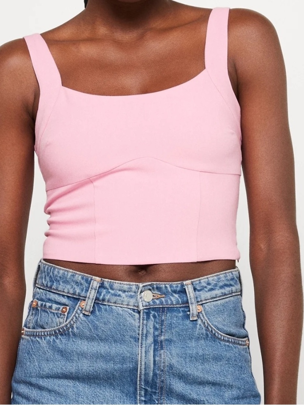 Abercrombie & Fitch Soft A&F Collection Pink Cropped Tank Top/bra- Large